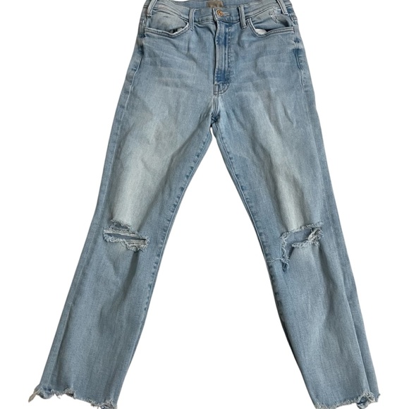 MOTHER Denim - MOTHER size 30 The Hustler Ankle Chew  blue high rise distressed  blue stretch